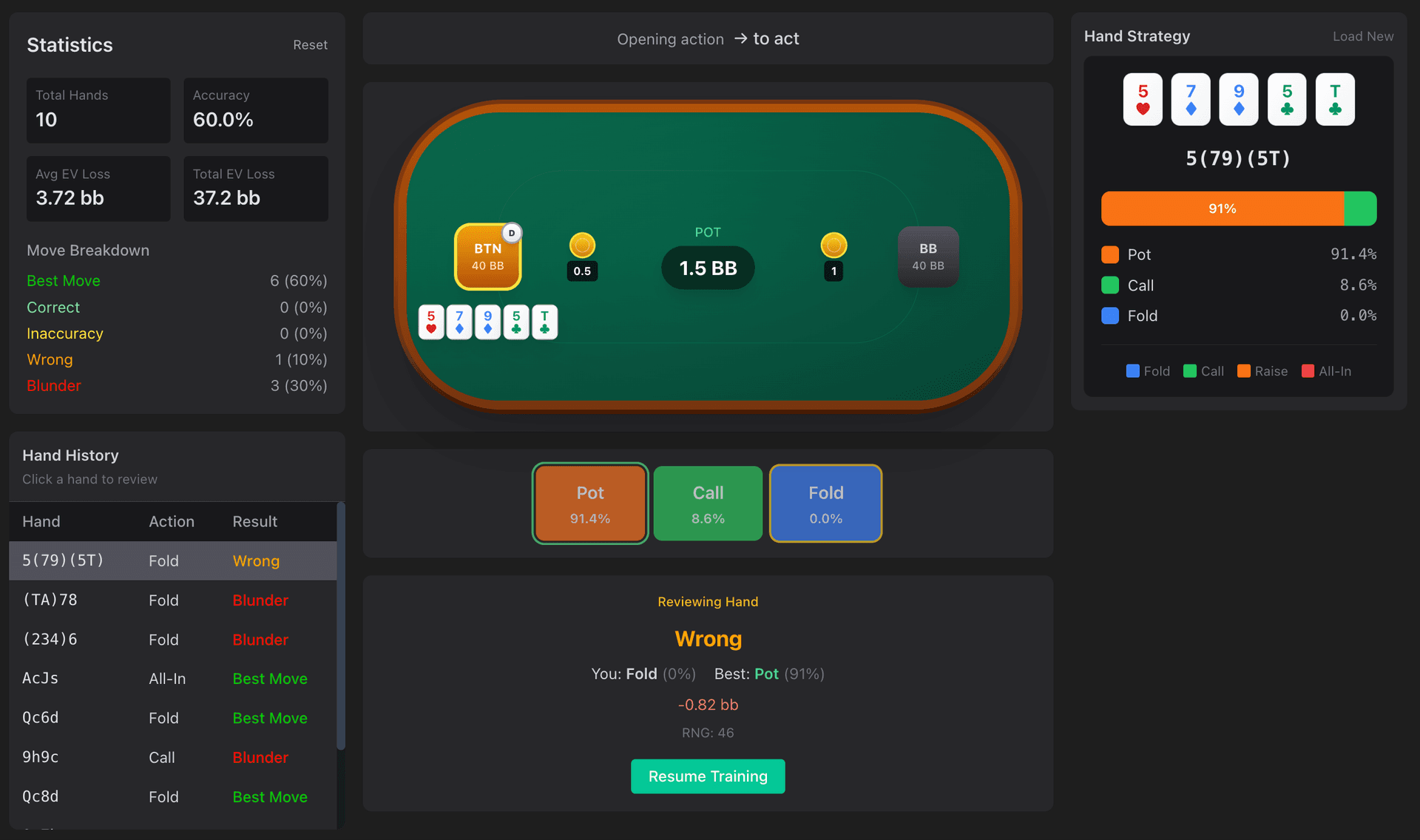 PLO5 Poker Trainer - Free 5-Card Omaha GTO Training Tool